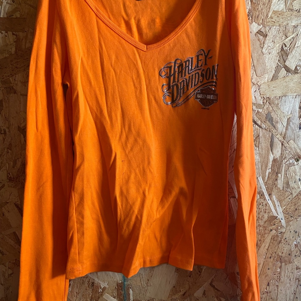 Harley-Davidson Orange Tee with Silver Logo